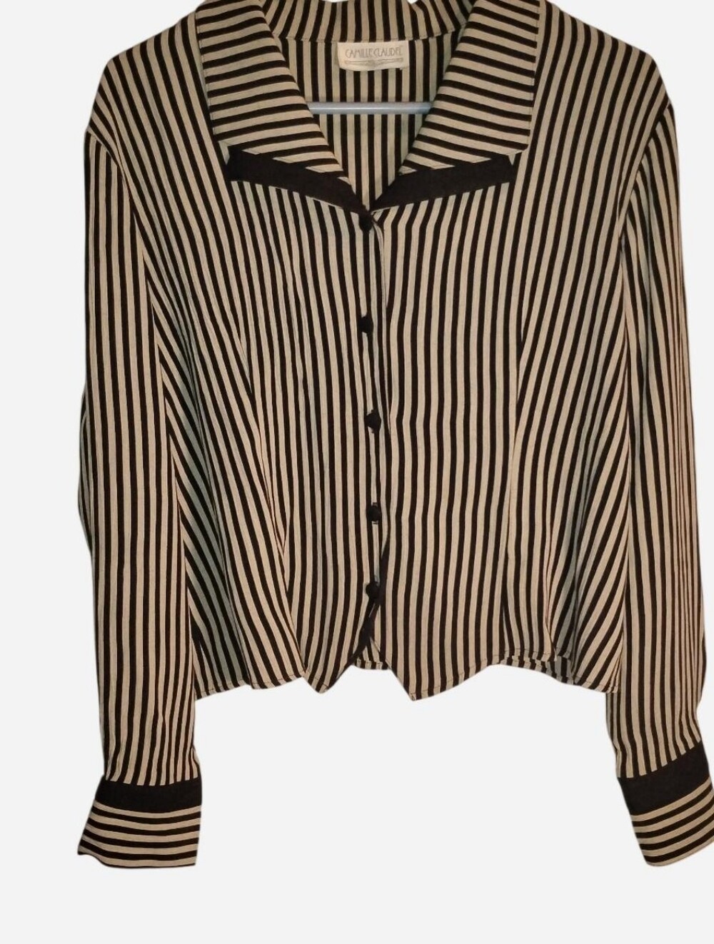 Vintage Camille Claudel Striped Cropped Blouse / Jacket size medium
